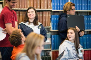 Students gathered in Livingston Library